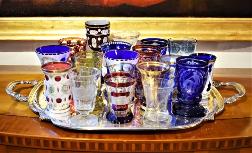 Collection de 20 verres Biedermeier, Bohême XIXe et XXe siècles. - Verrerie, Cristallerie Style 